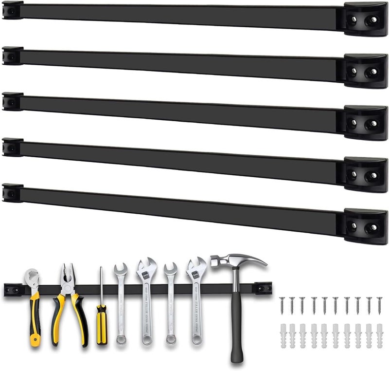 SDLDEER 24" Magnetic Tool Holder, 5 Packs Magnetic Storage Strips Magnet Bar PVC Coated for Garage Tool Organizer Mounted Hanging Strip,Heavy Duty of Holder Easy to Install - Image 1